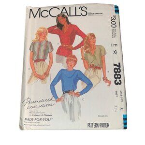 McCall's Pattern 7883 Misses Blouses Size 8 uncut